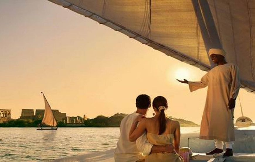 Felucca by Night on the Nile with light pyramids tours