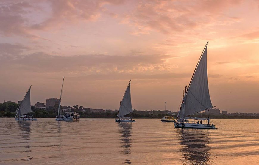 Felucca by Night on the Nile with light pyramids tours