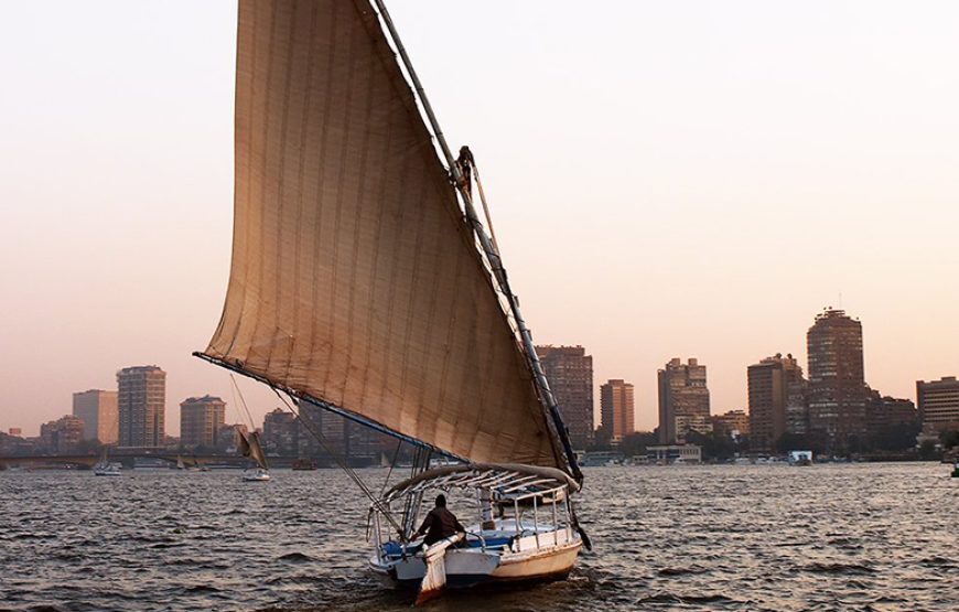 Felucca by Night on the Nile with light pyramids tours